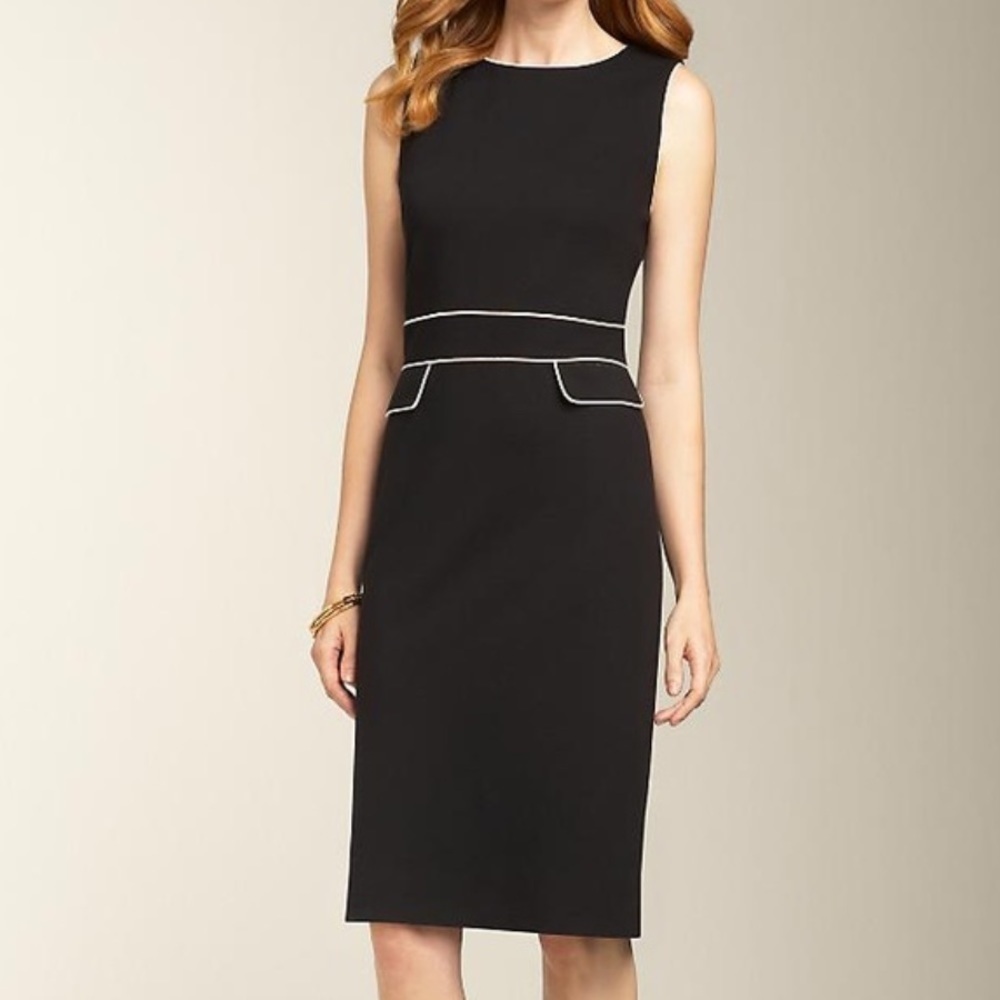 Talbots Black Sleeveless Dress with White Trim